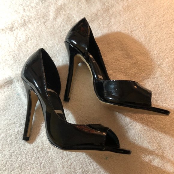Black Patent Leather Open Toe D'Orsay - Picture 3 of 4